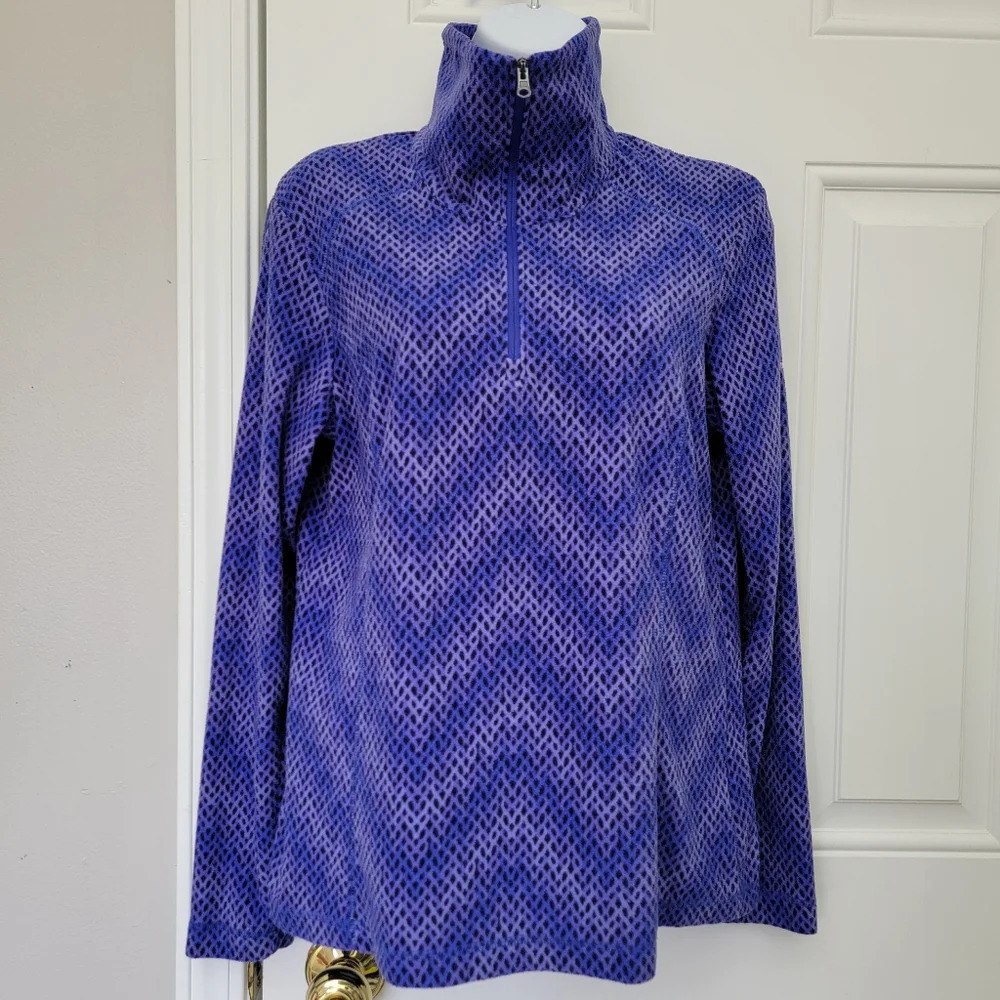 Columbia 1/4 Zip Pullover Purple Chevron Fleece Soft Cozy Colorful Women's M